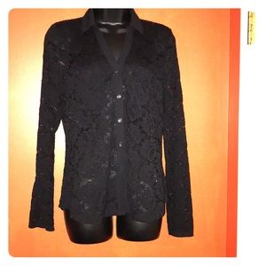 Woman Black see through blouse